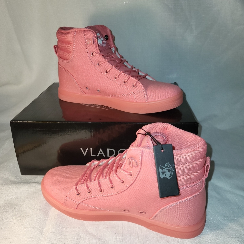 Vlado Athena High Top Canvas Sneakers Shoes Rose Pink Womens Sz 5.5 Barbiecore